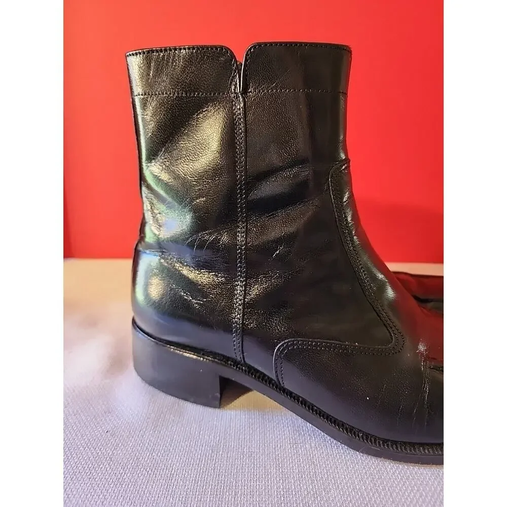Florsheim Mens Boots Shoes Black Leather Side Zipper 17074-01 Sz 8.5 D